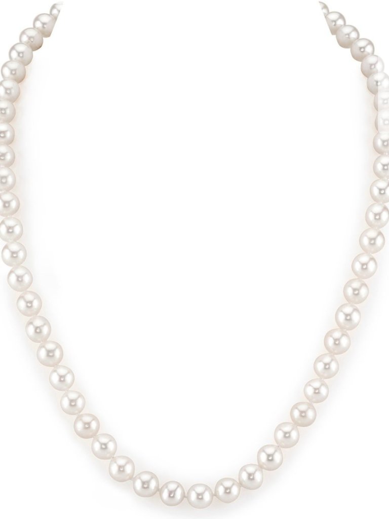 77.5mm White Freshwater Pearl Necklace Aaa Quality 17" 14k Gold Clasp